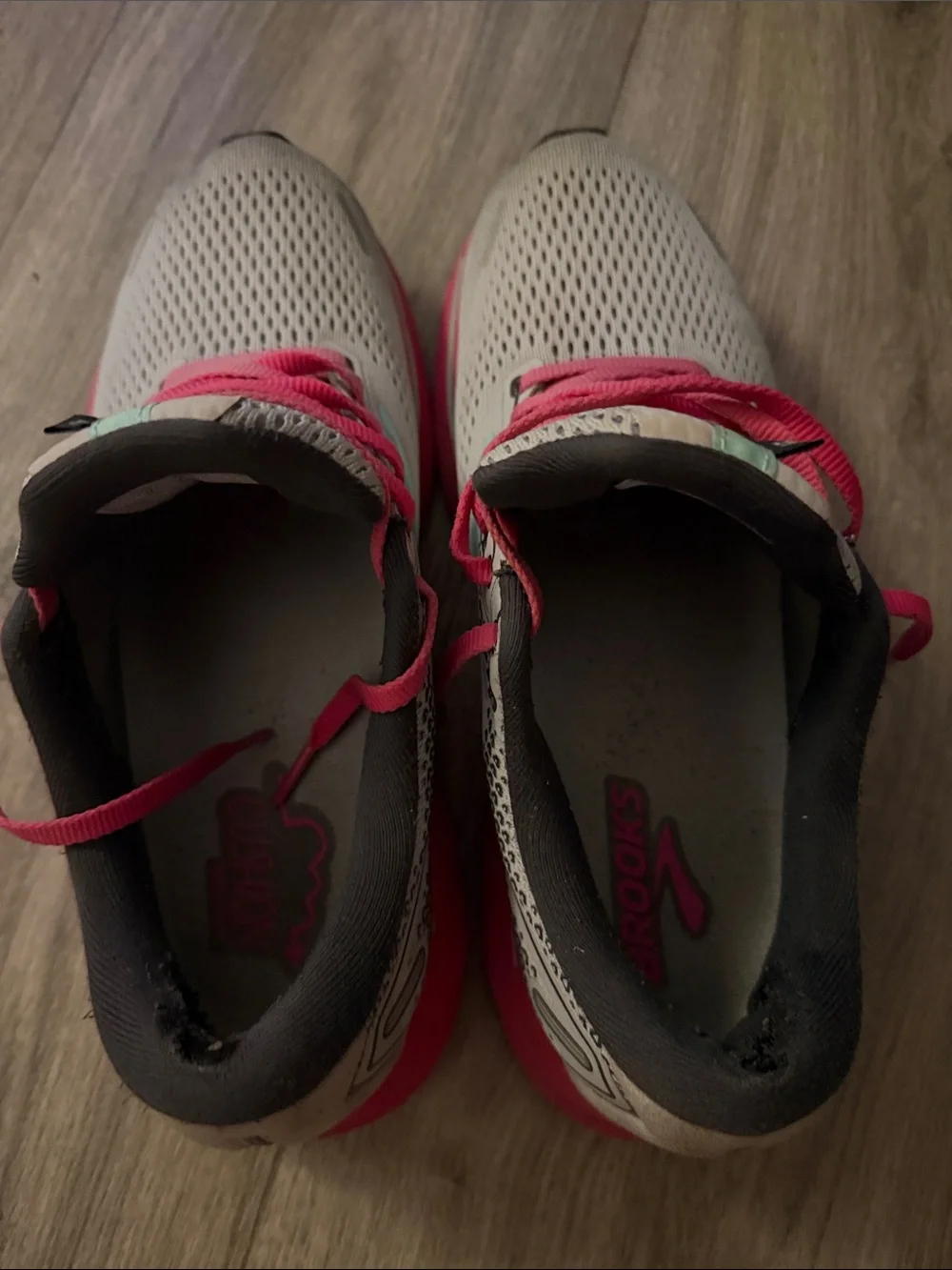 Brooks Women’s Ghost 14 Running Shoes - Light Gray with Pink and Aqua